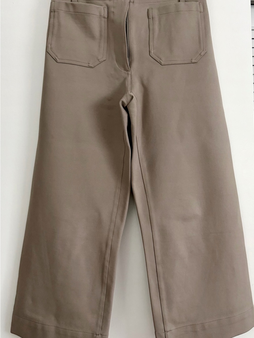Quince Ultra-Stretch Cropped Wide-Leg Ponte Pants in Taupe